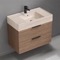 Floating Bathroom Vanity, Modern, Walnut, 32